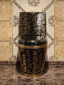 צבעוני שחור זהב טואלט לאסלה טואלט סופר מערבולת שאיבה אנטי ריח משק הבית יצירתי קרמיקה חכם שירותים הזהב טואלט