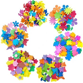 קצף EVA פרח פרפר רוז ארבע עלה של תלתן עצמית מדבקות ילדים, עיצוב אלבומים כרטיס DIY להכנת לקשט קולאז ' ים צעצועים