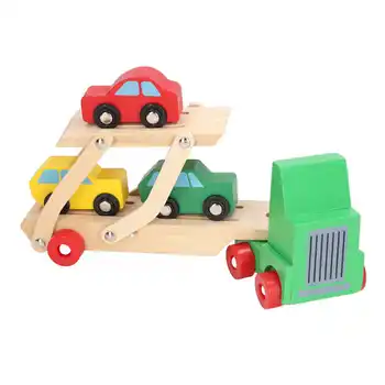 רהיטים צעצועים מעץ קרוון משאית מכונית צעצוע של ילדים מצחיק מדומה המוביל משאית חינוכי לשחק במשחק צעצוע מעץ