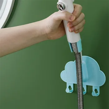 שירותים חור ענן חינם פרח מקלחת מתלה להדביק Tpe אוניברסלי מתכוונן ראש מקלחת תיקון מושב מקלחת תמיכה לראש