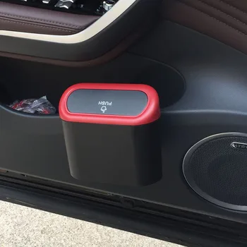 תלוי פח אשפה של רכב אוכל רכב זבל אבק מקרה תיבת אחסון ABS לחיצה על ריבוע פח אשפה אוטומטי הפנים אביזרי רכב